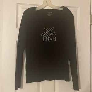 Black fitted Hair Diva tee